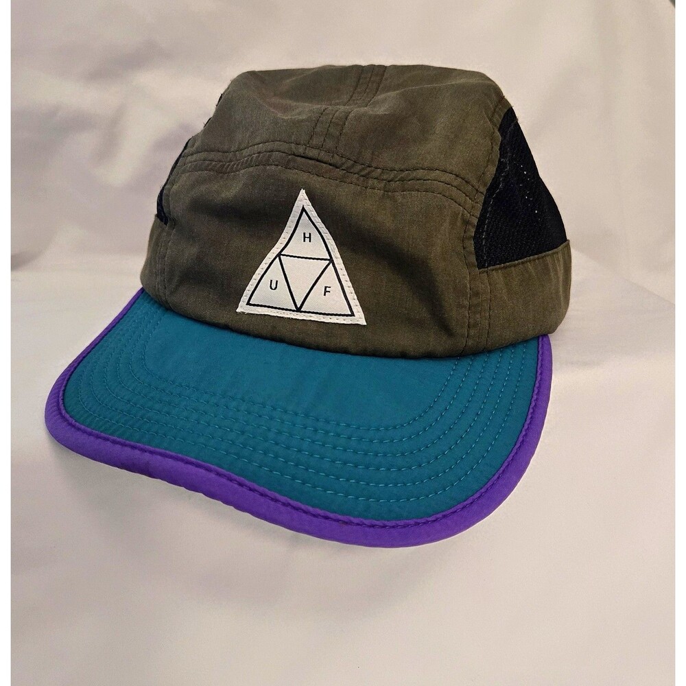 Rare HUF Native Duck Volley 5 Panel Hat Cap Retro made in USA Blue Purple 90s
